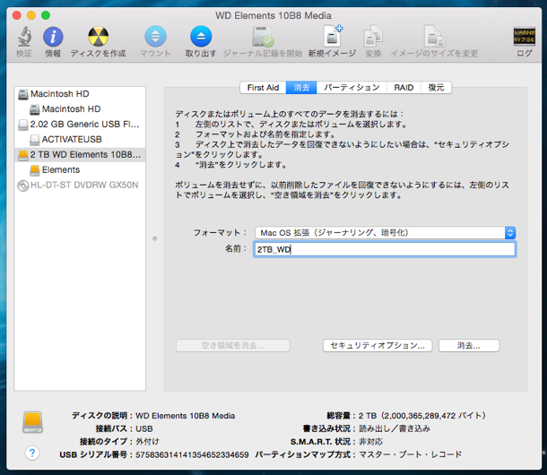 Macのディスクユーティリティ